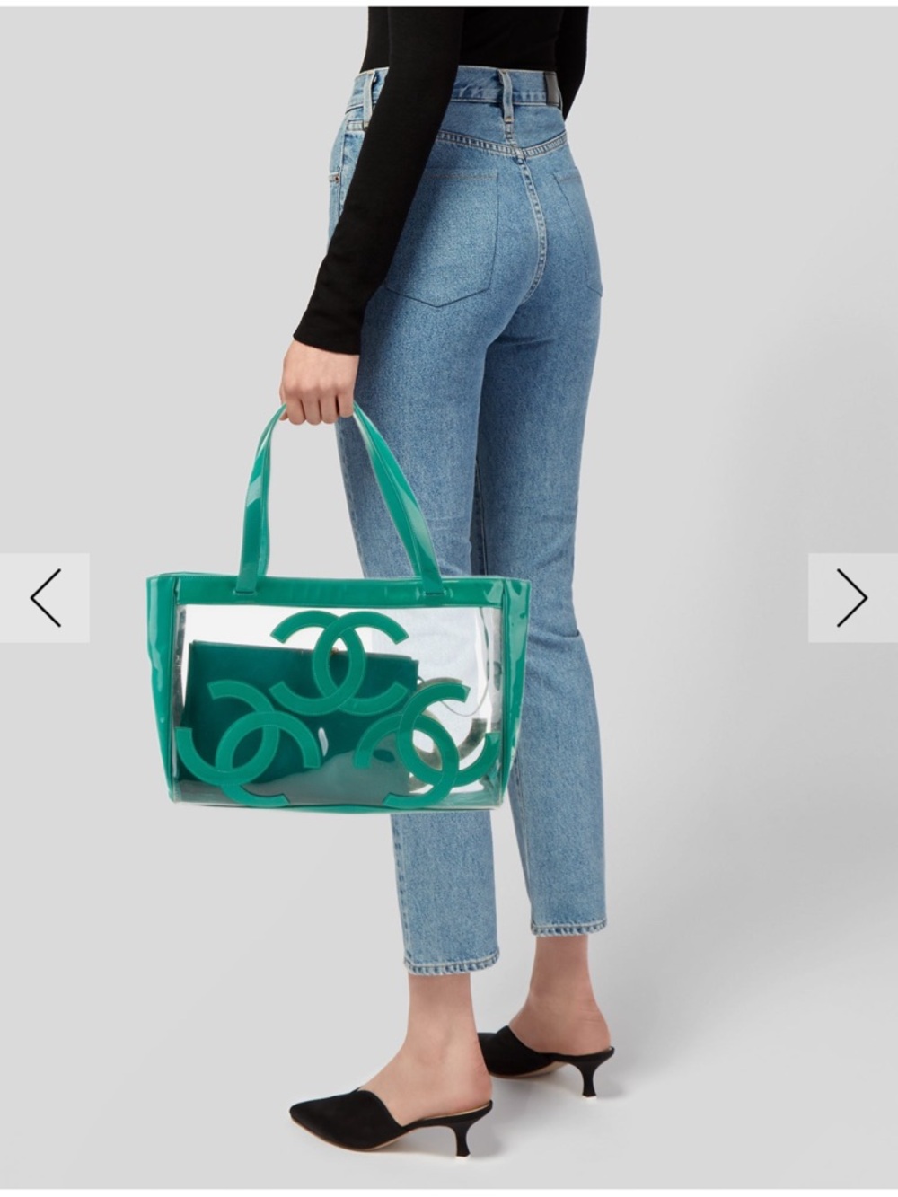 CHANEL triple C’s Teal Transparent Tote - Picture 10 of 10